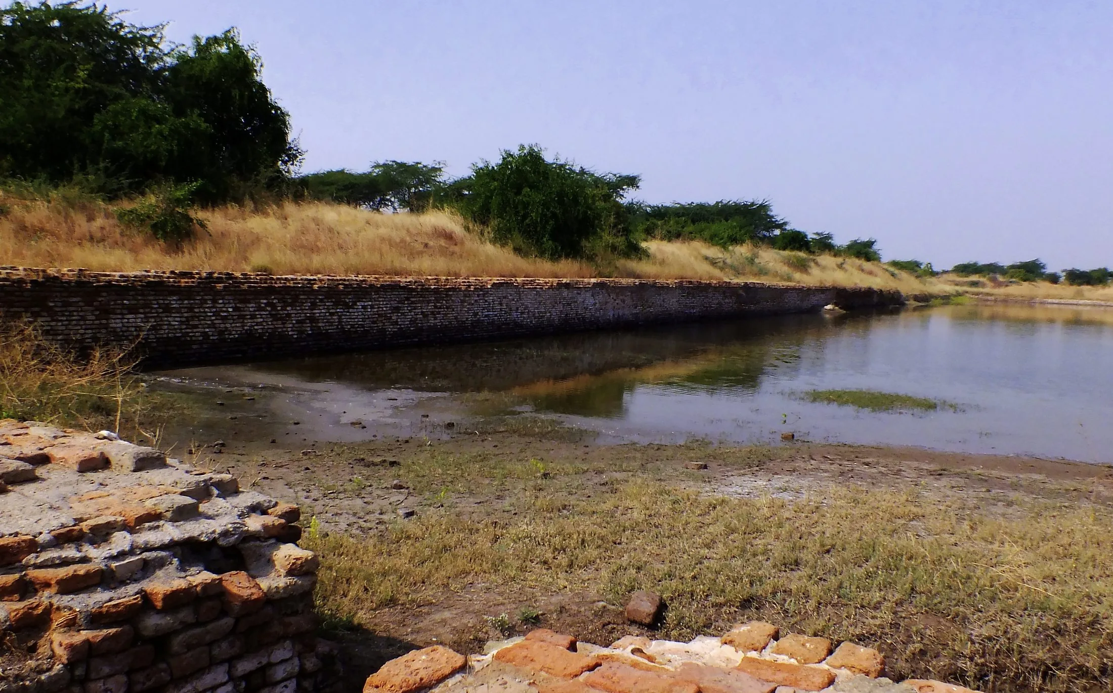 Excavated tidal dock basin at the archaeological site of Lothal